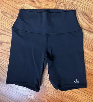 ALO Yoga Black High-Rise Bike Shorts thumbnail 1