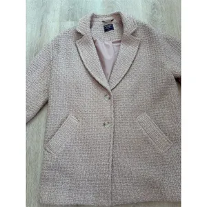 Abercrombie & Fitch Women's Pink Tweed Wool Blend Overcoat Size L‎ thumbnail 2