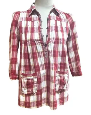 Free People Plaid Matador Tunic Top with Pockets 0 thumbnail 1