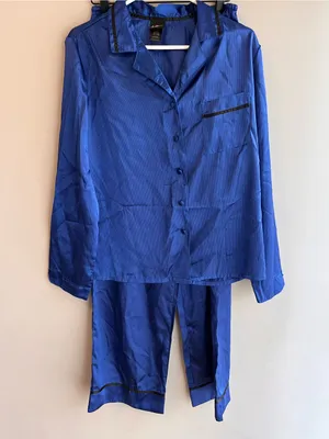 Secret Treasures Blue Satin Style Two-Piece Pajama Set Medium thumbnail 1
