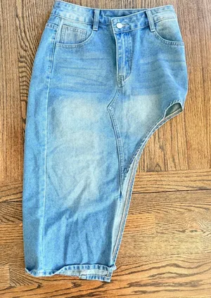 SheIn denim midi skirt asymmetrical women xxsmall streetwear thumbnail 1