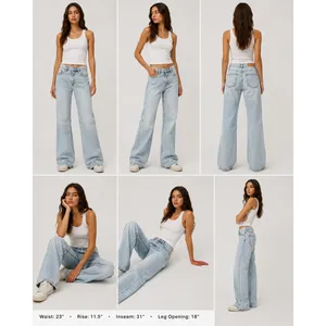 PacSun High Rise Bootcut Jeans Womens 24 Light Wash Denim Button Fly 100% Cotton thumbnail 2