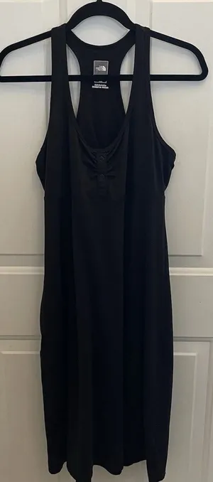 The North Face Abby Dress Womens L Black Racer Back Pocket Stretch Athleisure‎ thumbnail 1