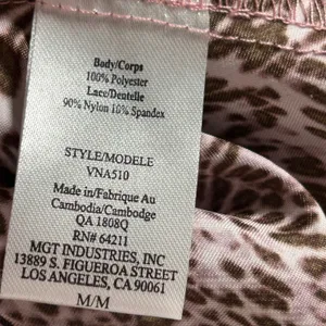 Jonquil In Bloom Leopard Print Lace Trim Slip‎ Dress Cami Nightie M M thumbnail 4