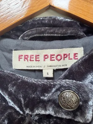 Free People Military Victorian Jacket Goth Dark Gray Velvet Intricate Buttons S thumbnail 4