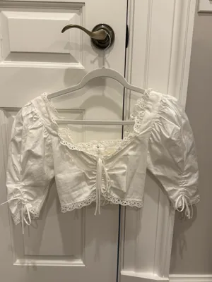 White Milkmaid Crop Top Adjustable Sleeves thumbnail 4