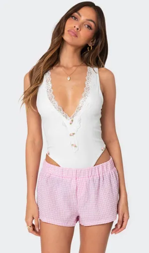 Edikted brand new lacy white floral body suit tank xs with tags thumbnail 1