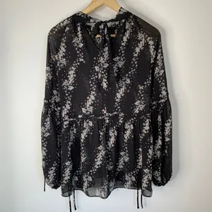 All Saints Eimar Cultivar Balloon Sleeve Sheer Floral Womens Top Size 4 Small thumbnail 10