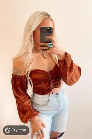 Mabel brown silky crop top  thumbnail 1