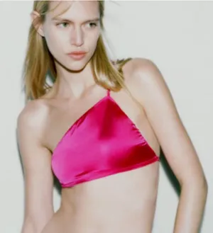 Zara Hot Pink Silk Crop NWT thumbnail 1