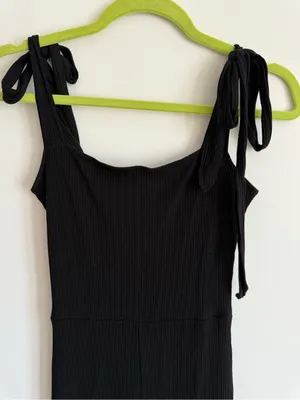 Reformation Wesley Ribbed Jumpsuit Tie Straps in Black Size Small thumbnail 6