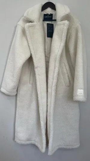 Fabletics Cream Teddy Longline Coat thumbnail 1