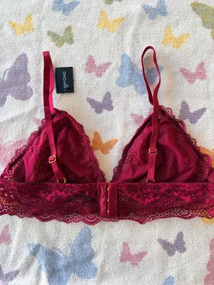 Raychic | Raspberry Red Floral Lace Triangle Bralette | L — NWT thumbnail 5