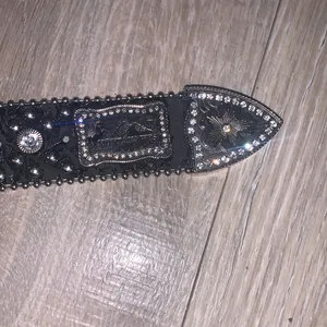 Mountain West Rhinestone Black Leather Belt Womens Studded Western thumbnail 8