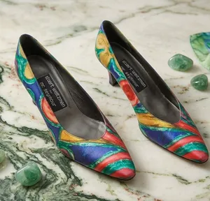Vintage Stuart Weitzman Multicolor Metallic Swirl Pointed-Toe Pumps thumbnail 1