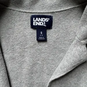 Lands' End Gray Fine Gauge Cotton Button Front Blazer Sweater S thumbnail 2