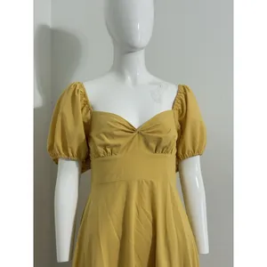 The Vintage Shop Women’s Cottagecore Dress Mustard Puff Sleeve Open Back M NWOT thumbnail 5