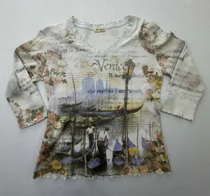 Vintage Cactus Venice Italy Rhinestone Graphic 3/4 Sleeve Top thumbnail 1