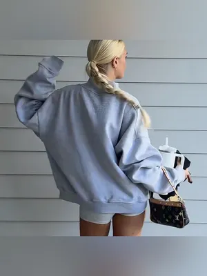 Kaete Mockneck Grunge Gray Boyfriend Cozy Fleece Sweatshirt‎ S/M thumbnail 2