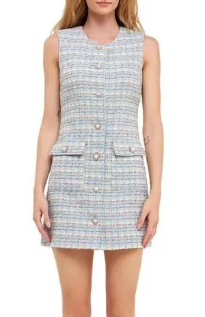 English Factory Metallic tweed shift dress thumbnail 1