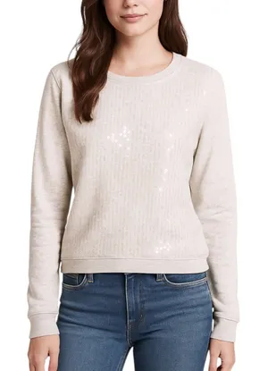 Abercrombie & Fitch Sequined Sweatshirt Heathered Gray Long Sleeve Size‎ S thumbnail 1