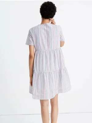 Madewell Pastel Multi-Stripe Short-Sleeve Tiered Mini Dress thumbnail 2