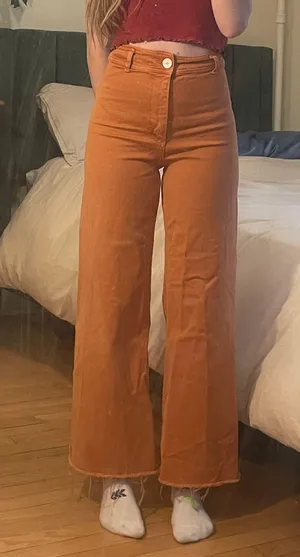 Orange  High Waisted Pants thumbnail 1