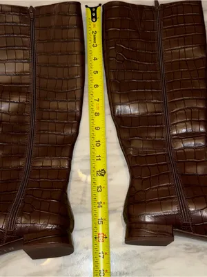 Gianni Bini Brown Crocodile Embossed Tall Knee High Boots Size 7.5M NWOB thumbnail 8