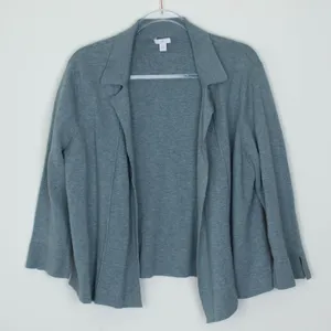 J. Jill Womens Cardigan Sweater Open Front Blue Gray Size L Flare‎ Sleeve Staple thumbnail 1