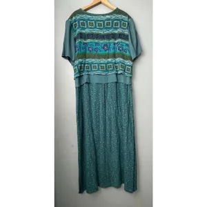 K Studio Dress Size 14 Blue Green Maxi Modest Artsy Cottage Country Lagenlook thumbnail 4