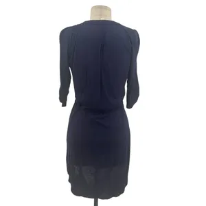 Anthropologie Tiny‎ Nadia Shirt Dress Button Embroidered Navy Blue Teal Size XS thumbnail 8