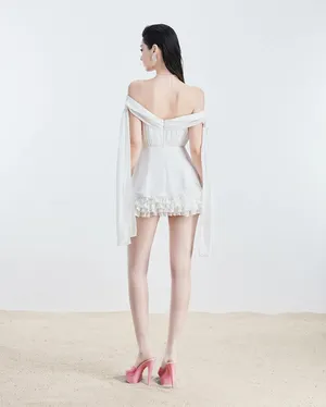 Glam Doll Off-Shoulder White Ruffle Mini Dress thumbnail 2