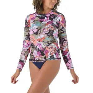 NEW Roxy Women’s UPF 50 Sun Protection Rash Guard XS Floral Long Sleeve Swim Tee thumbnail 1