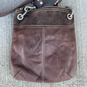 Fossil Brown Leather Suede Crossbody Bag Purse Classic Vintage thumbnail 5