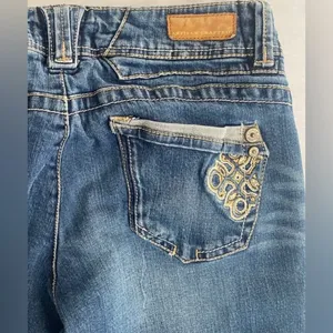 Artisan Crafted by jolt Low Rise Straight Back‎ Pocket Embroidered Jeans Size 9 thumbnail 3