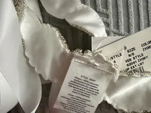 David's Bridal Graduated Scallops Beaded Satin Sash ivory thumbnail 6