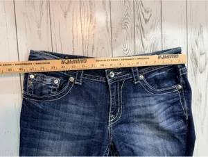 Miss Me Jeans Women’s 32 Bootcut Dark Wash Embellished Floral Rhinestone thumbnail 10