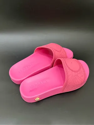 VERSACE Hot Pink Medusa Palazzo Pool Slides MISSING MEDUSA thumbnail 3