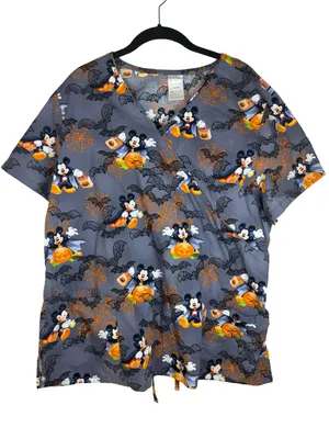 Disney Vampire Mickey Halloween Scrub Top XL Drawstring Waist Three Pocket thumbnail 1
