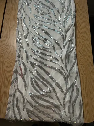 B40 New Womens Strapless Maxi Dress Lined White with Silver Sequins size Medium thumbnail 1
