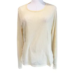 Divided H & M Top Yellow Semi Sheer Boho Casual Beach Stripes XL Long Sleeves thumbnail 2