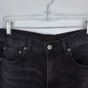 American Eagle Skater Jean Black‎ Distressed Baggy Wide Leg Grunge Size 8 Short thumbnail 5