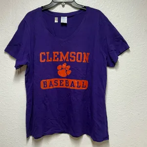 Purple Clemson Baseball Cotton Ladies' Tee thumbnail 1