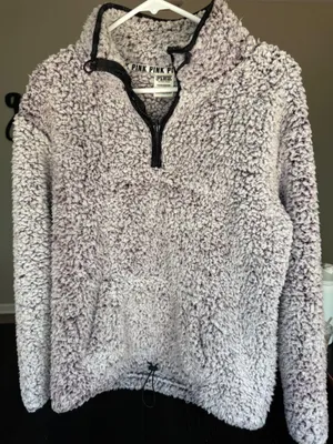 Victoria’s Secret Pink Sherpa quarter zip fleece pull over thumbnail 1