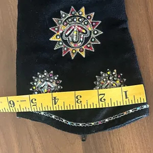 Splash fusion Foot Wear Black Velvet Embroidered Western Heel Boots Size 7 thumbnail 8