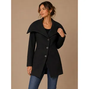 AllSaints Women Coat 8 Black Tepo Wool Oversized Shawl Collar Tailored Jacket thumbnail 2