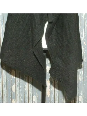 Madden NYC Black Poncho Style Sweater Oversized One Size Lagenlook Grunge Casual thumbnail 7