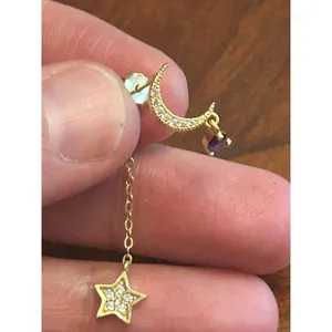 1 earring gold tone 925 sterling silver x87 0.72g 1 inch long thumbnail 2