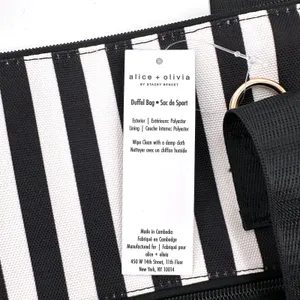 Alice + Olivia Duffle Bag Black and White Positano Stripe Weekender Tote thumbnail 7