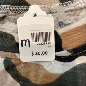 Flutter Sleeve Camo Blouse Tee with Ruffle Pocket Tan Green‎ Size Medium Green thumbnail 6